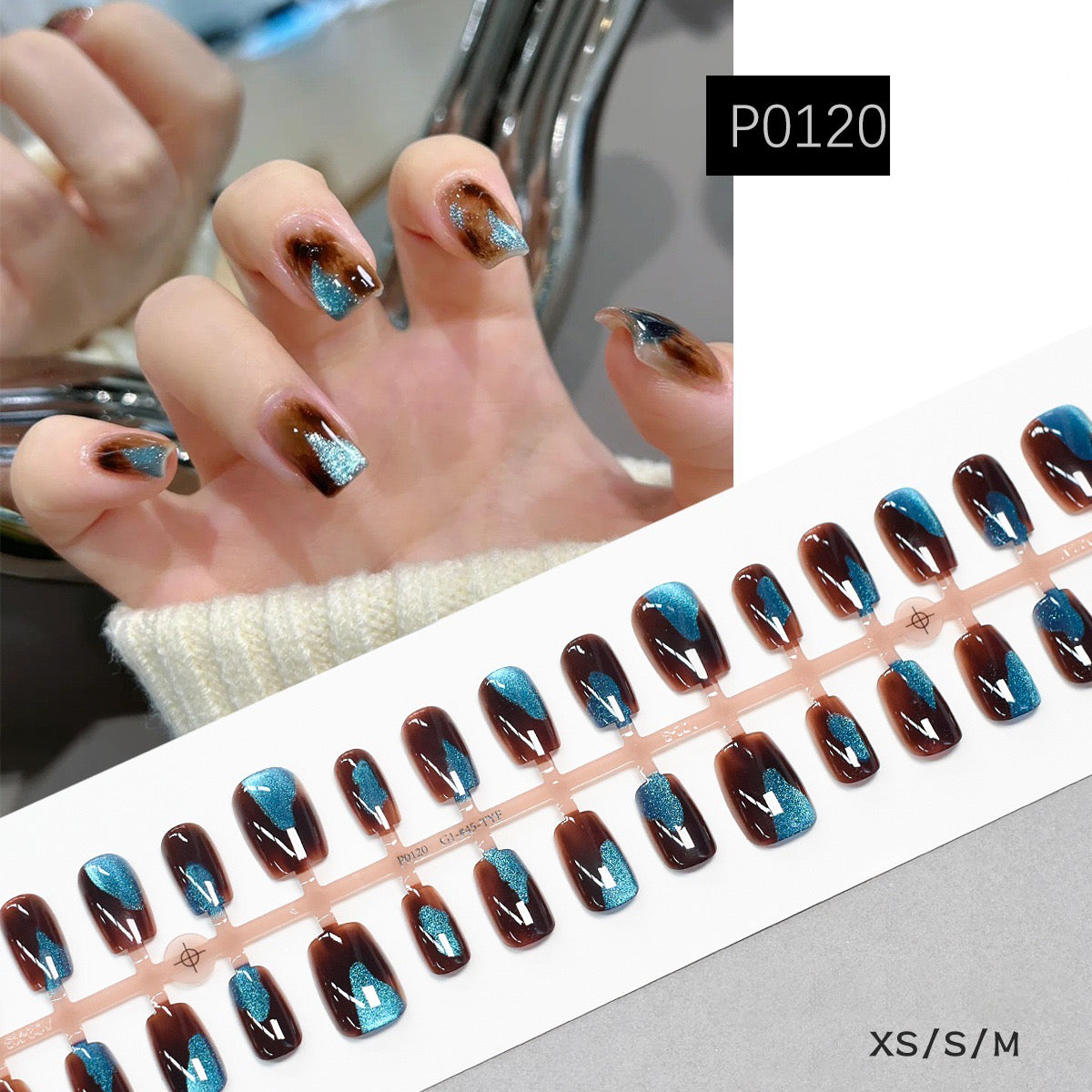 30pcs XS/M/L Gradient Press on Nail