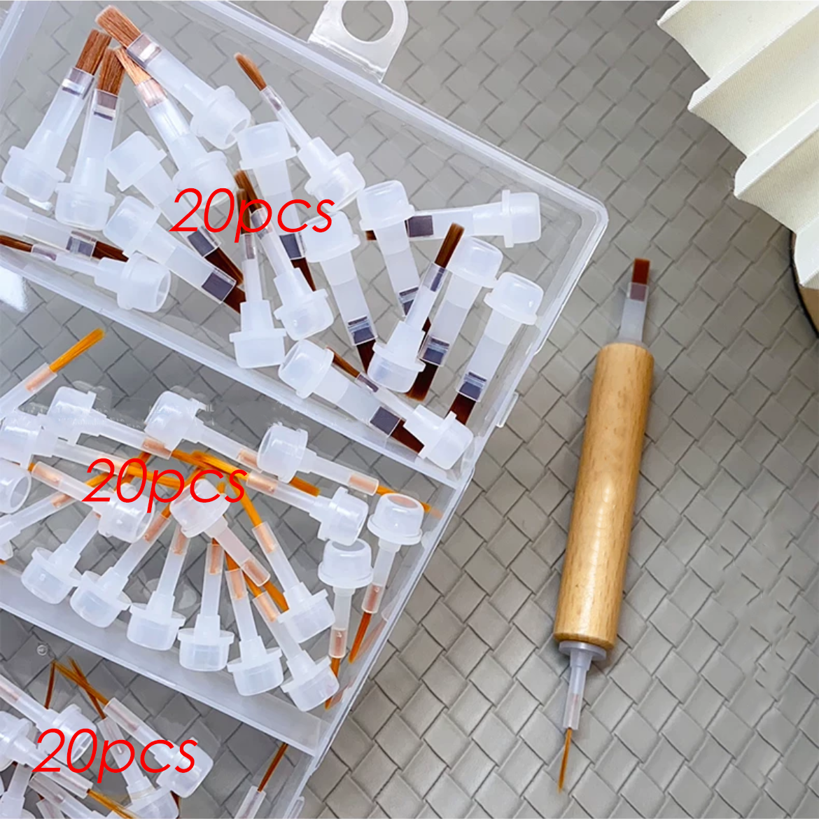 Double headed replaceable nail polish brush set