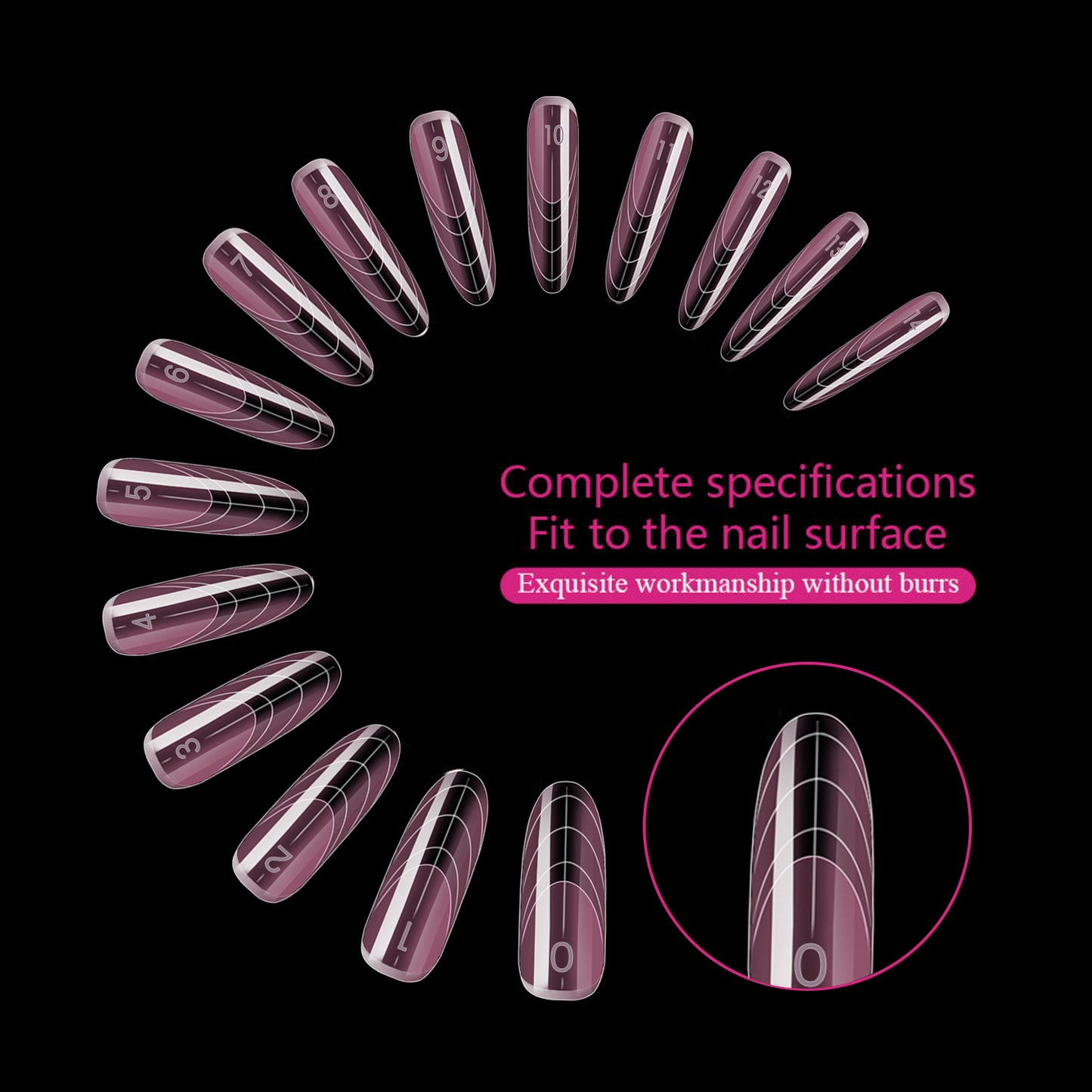 150pcs Clear Pink Oval Nail Dual Forms