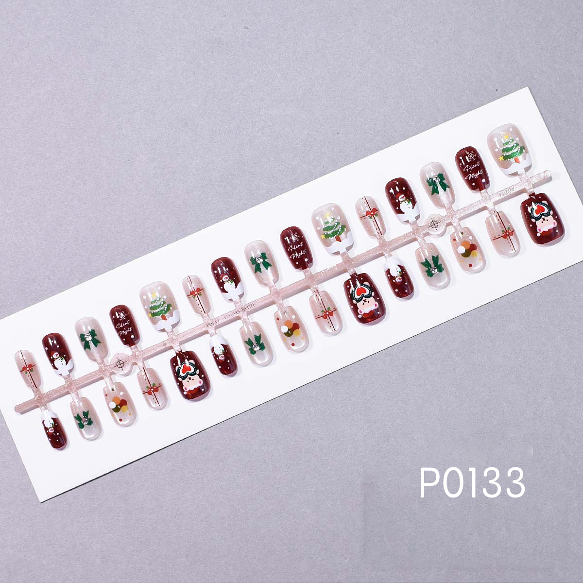 P0133 30pcs XS/S/M Christmas Press on Nail
