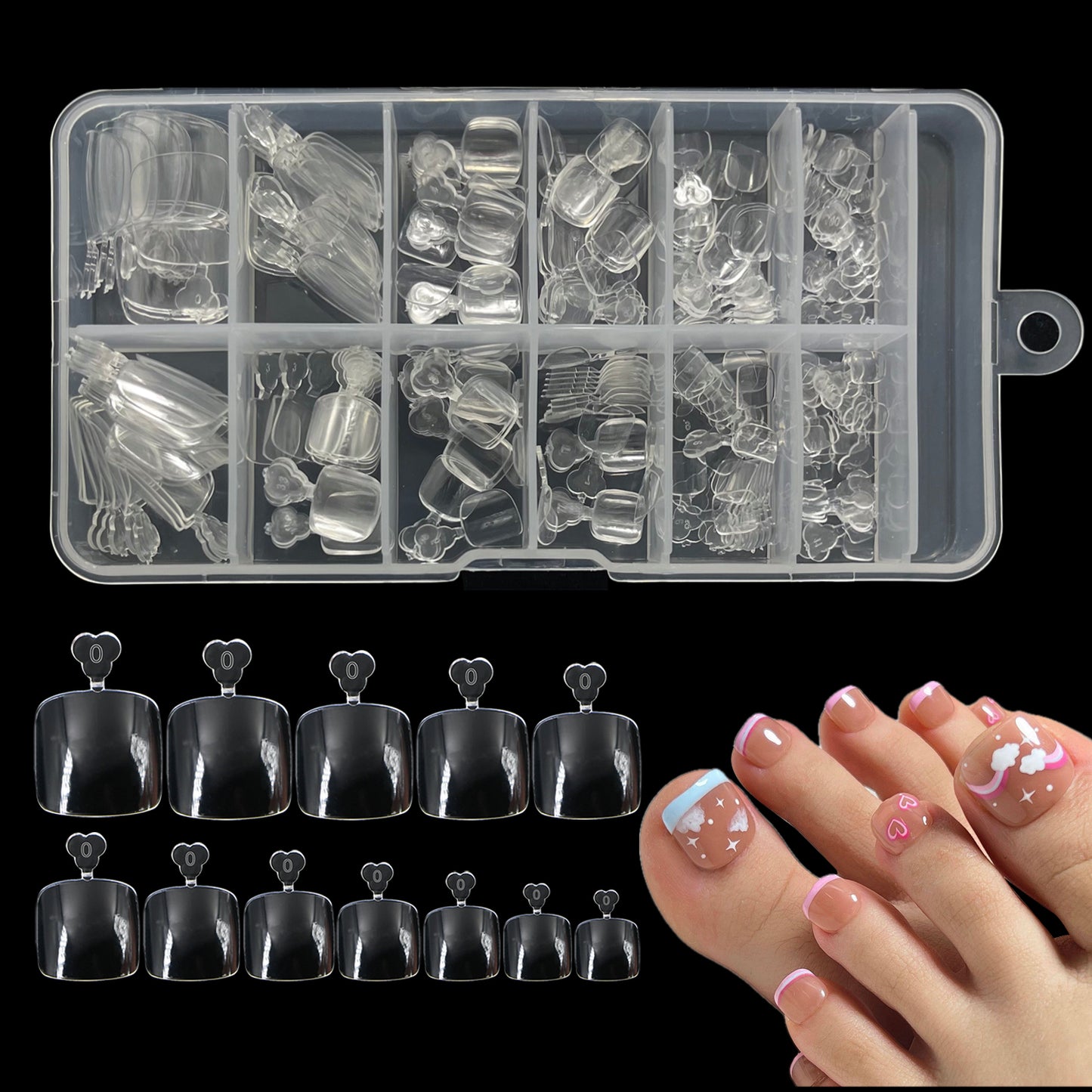 240pcs-Toenail tips-transparent