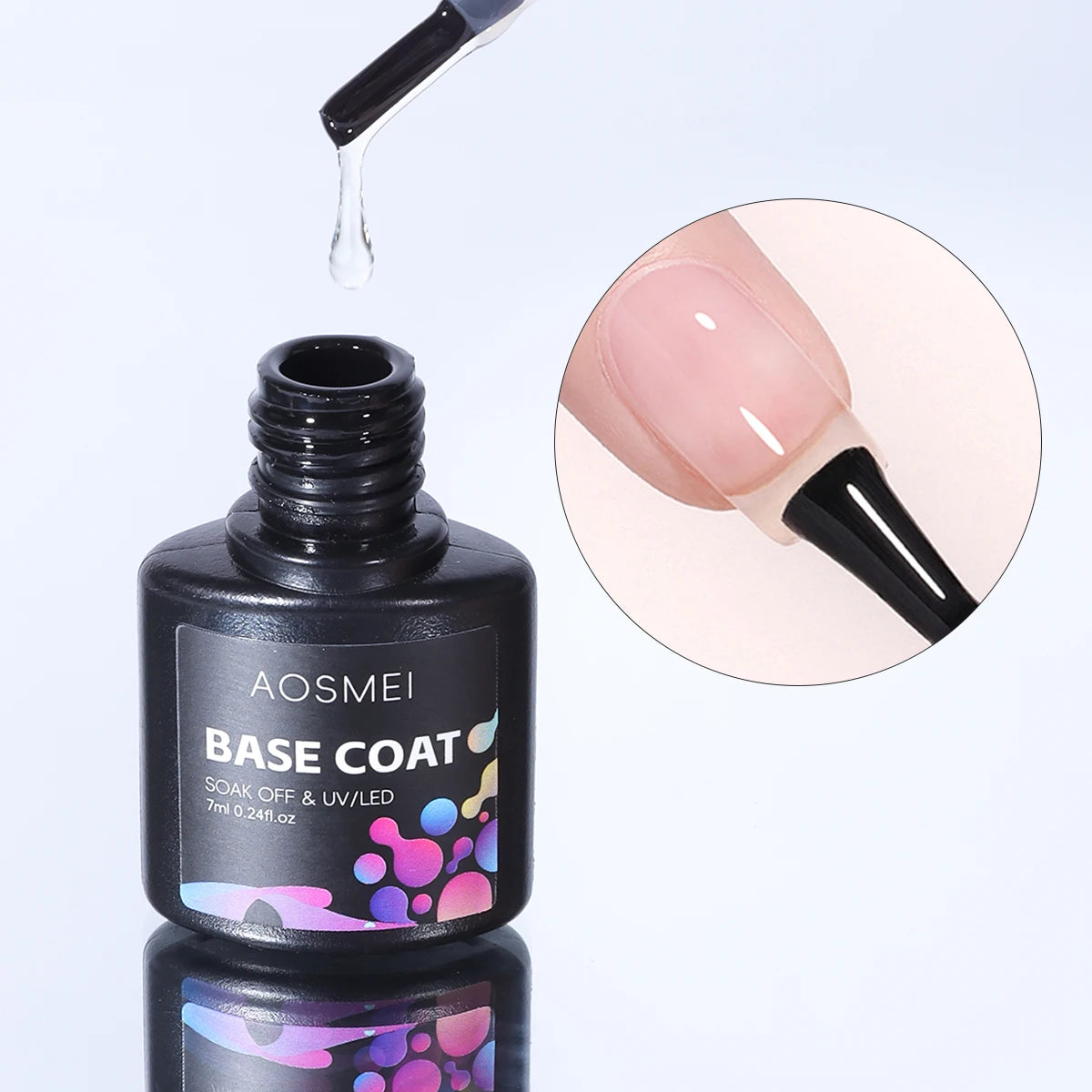 Clear gel base and top coat close-up for UV LED nail manicure use
