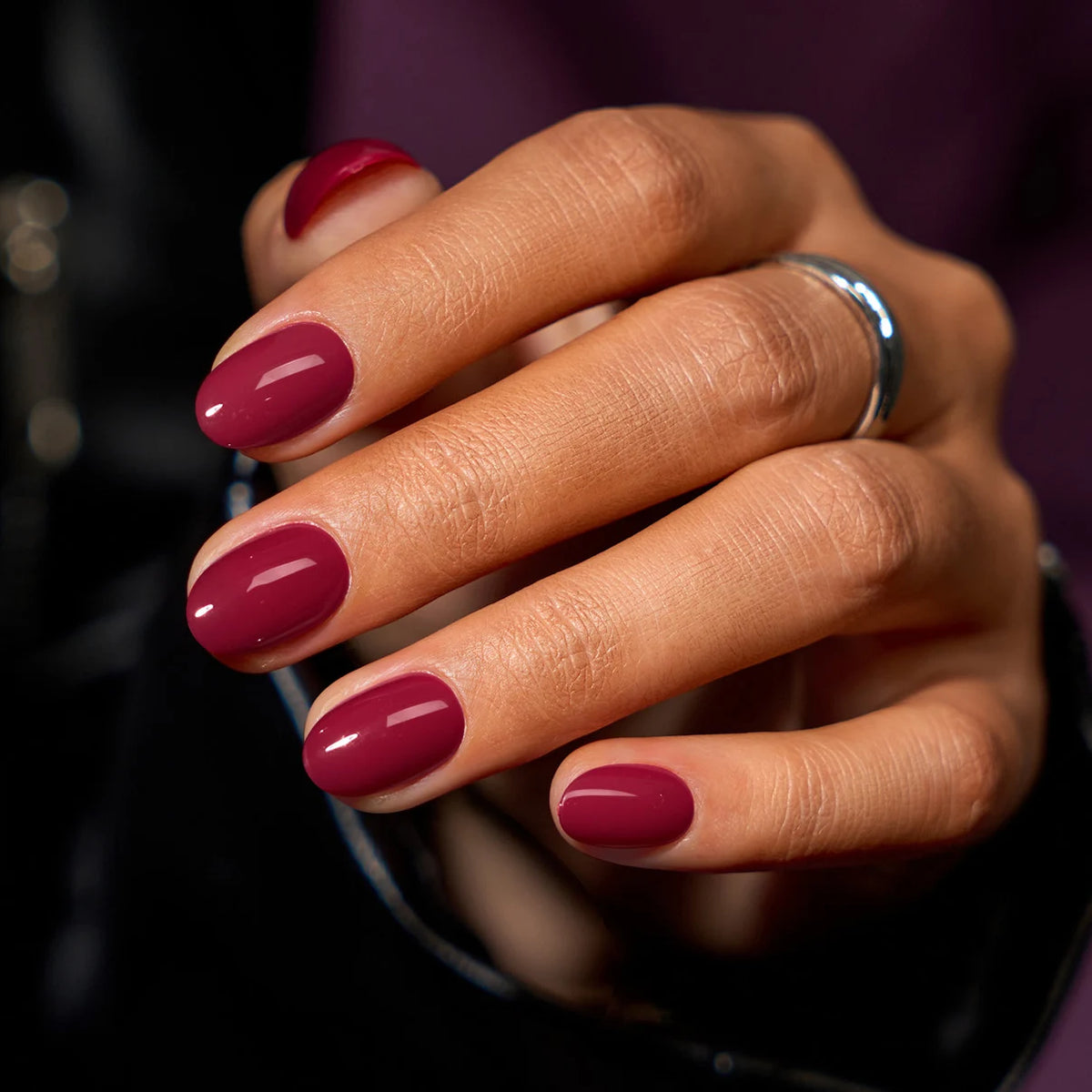 Red Halloween press on nails close-up for party manicure and seasonal styling use