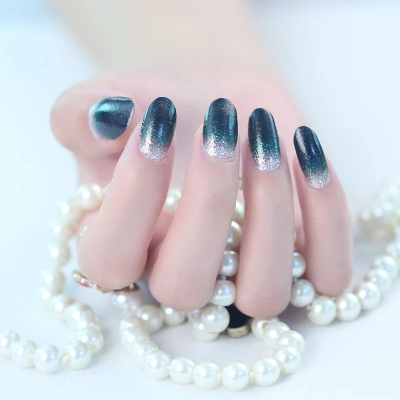 Close-up of custom nail wrap design for natural nails and press-on nail styling