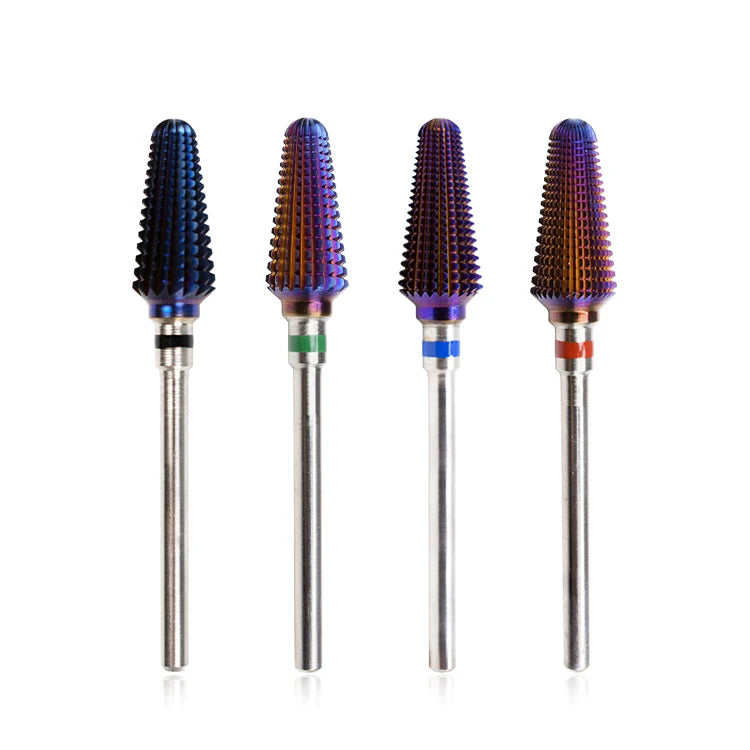 Nail drill bits set detail view showing material and salon manicure use case