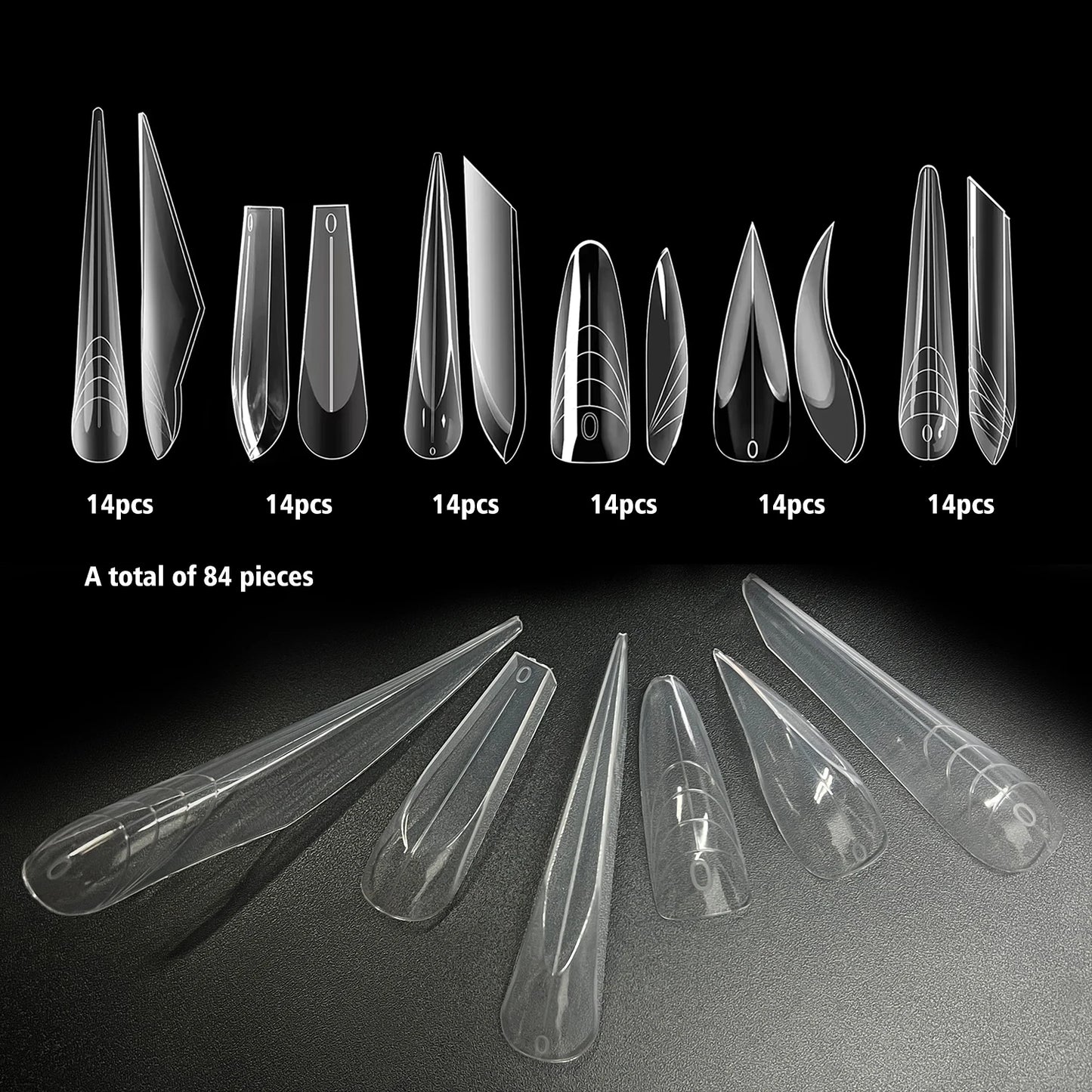 84pcs Mixed 6 Styles Dual Nail Forms