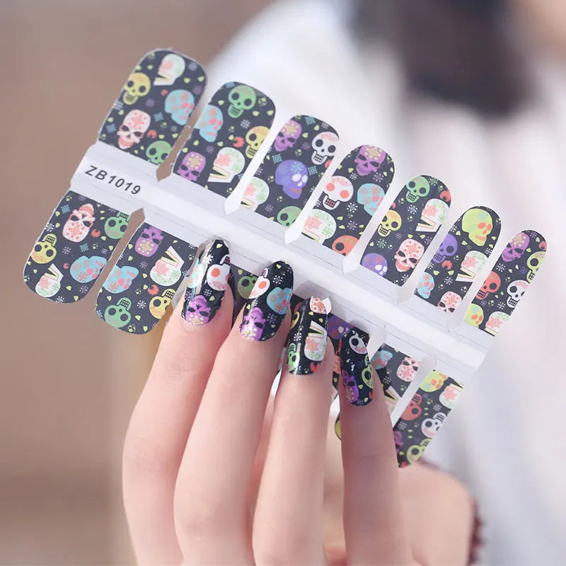 Close-up of heart French nail decals for natural nails, polish, or gel manicure use