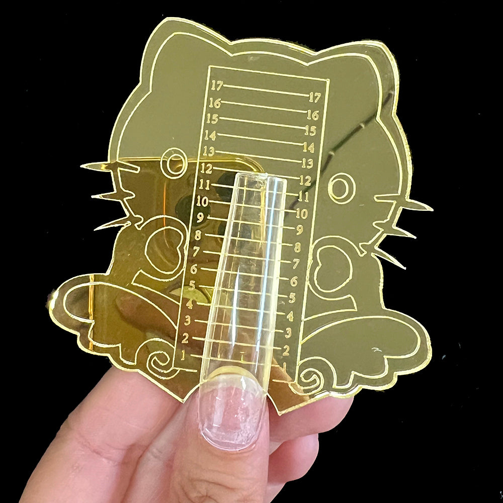 gold mirror cat nail tips ruler