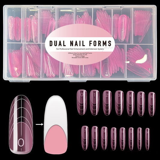 150pcs Clear Pink Oval Nail Dual Forms
