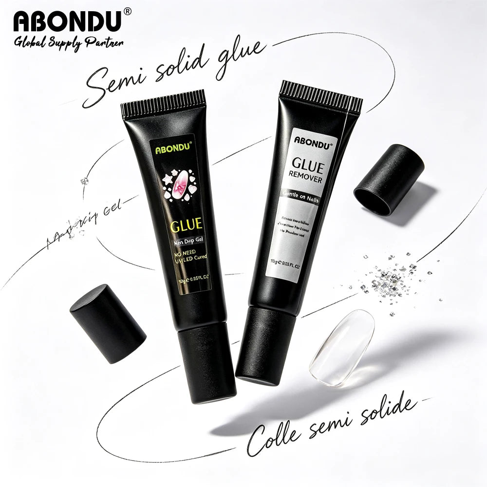 No-UV nail adhesive and remover set for press-ons and artificial nail tips