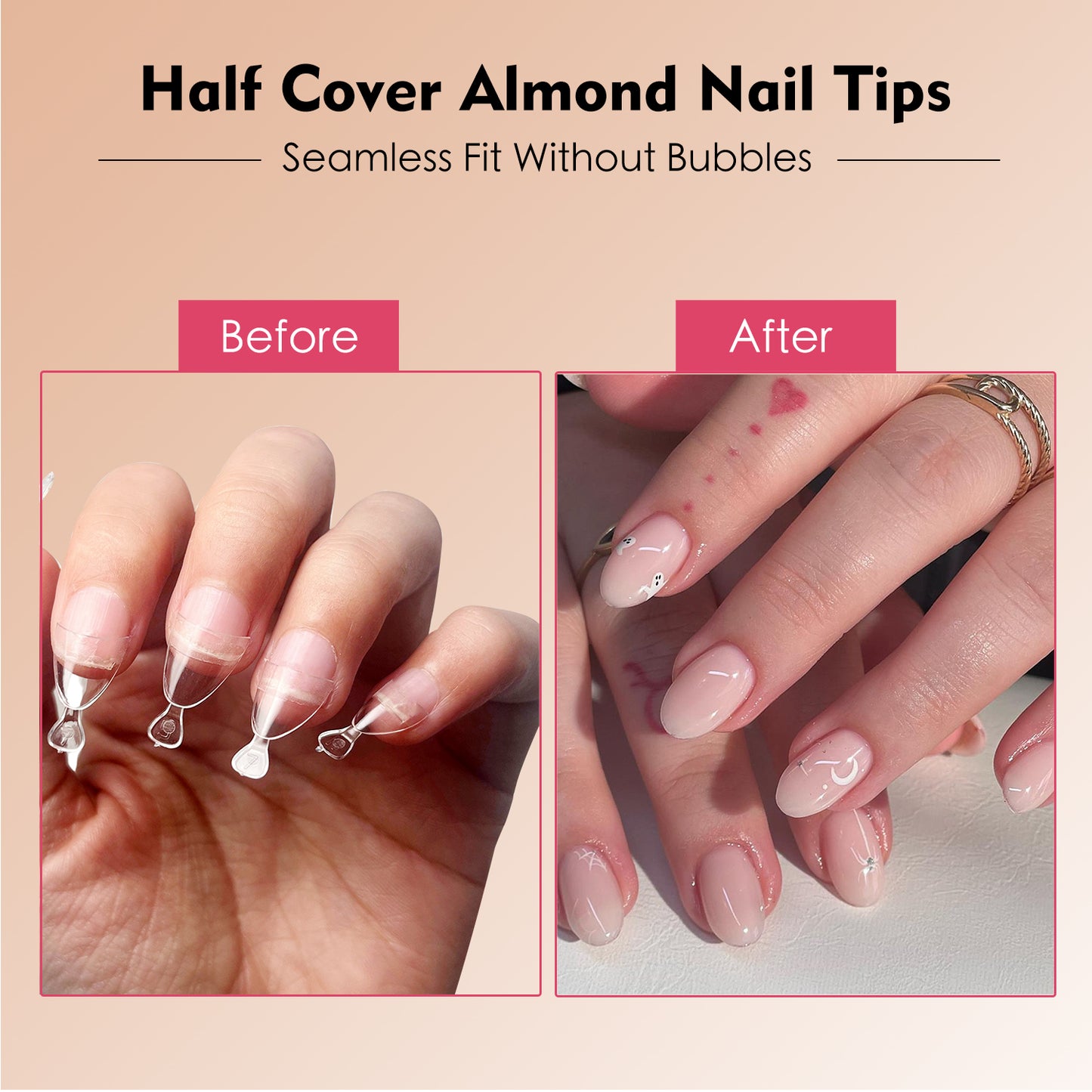 240pcs-Half Cover Short Almond Nail Tips