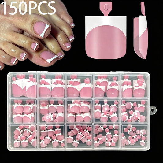 150pcs French Tip Toe Nail Tips Press on