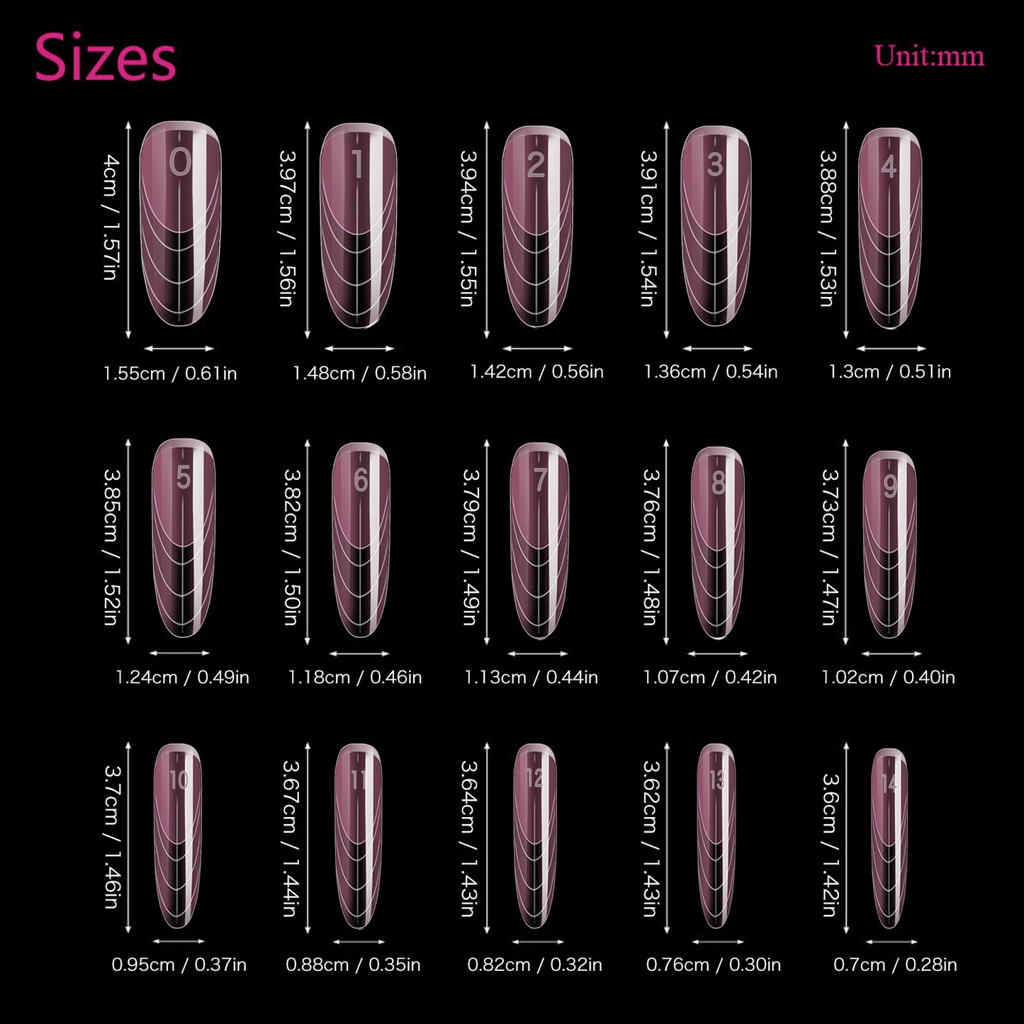 150pcs Clear Pink Oval Nail Dual Forms