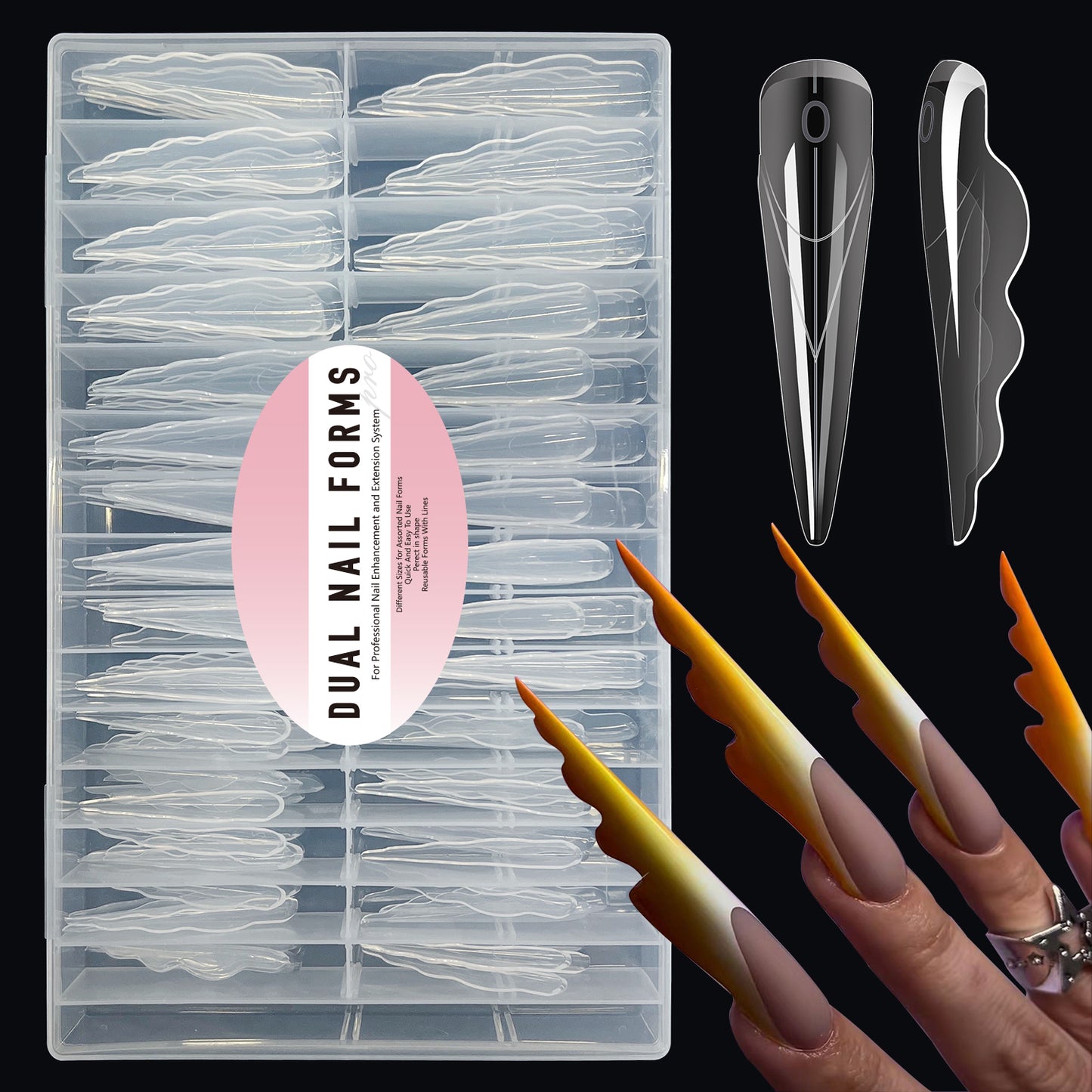 150Pcs Extra-Long Butterfly Wing Nail Dual Forms