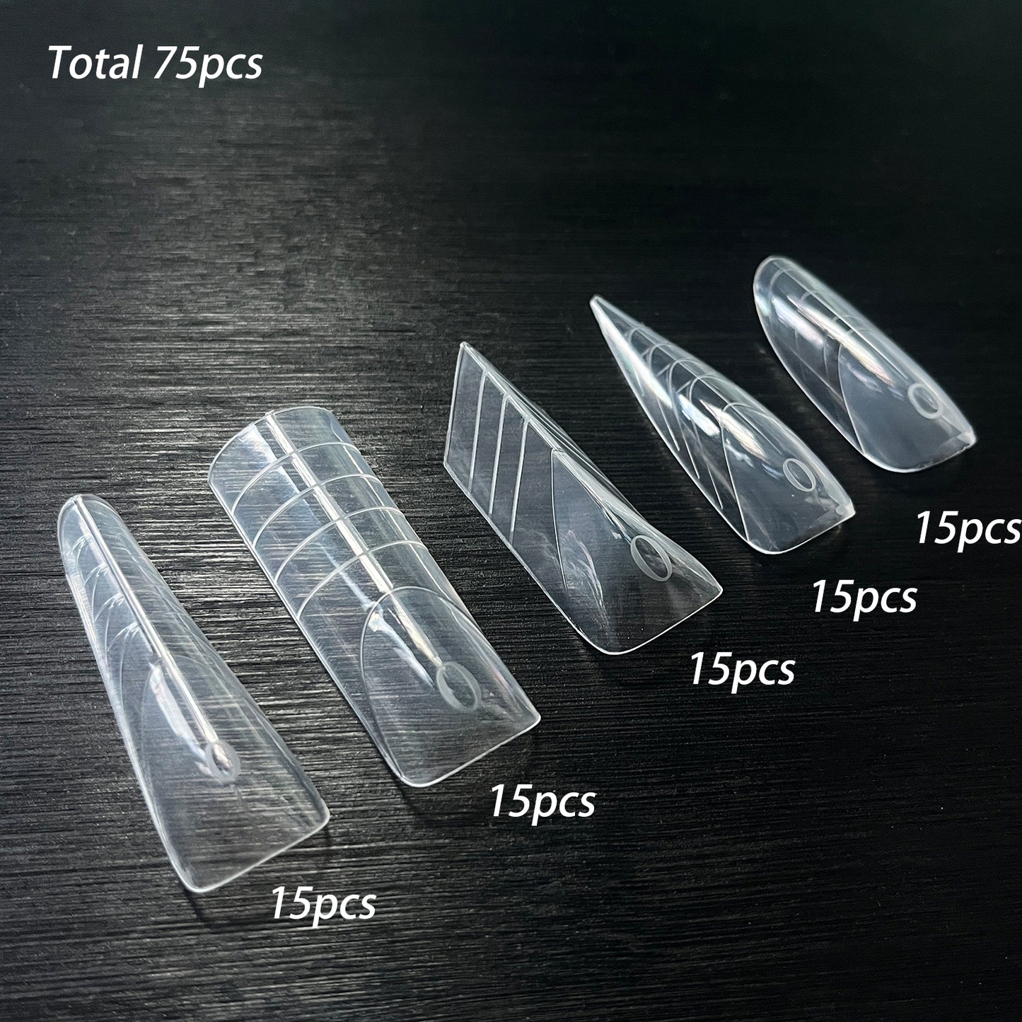 75pcs Clear French Nail Dual Forms 5 Different Styles