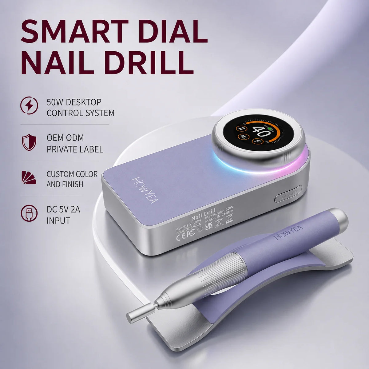 Electric nail file close-up for acrylic removal, gel prep, shaping, and smoothing use