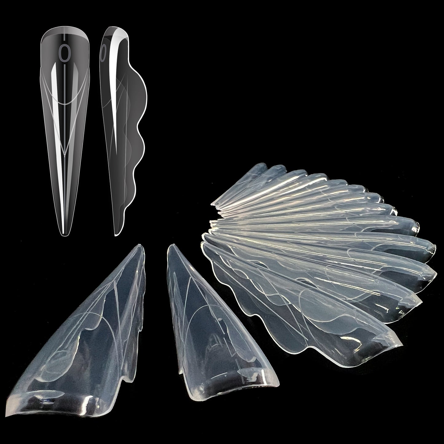 150Pcs Extra-Long Butterfly Wing Nail Dual Forms