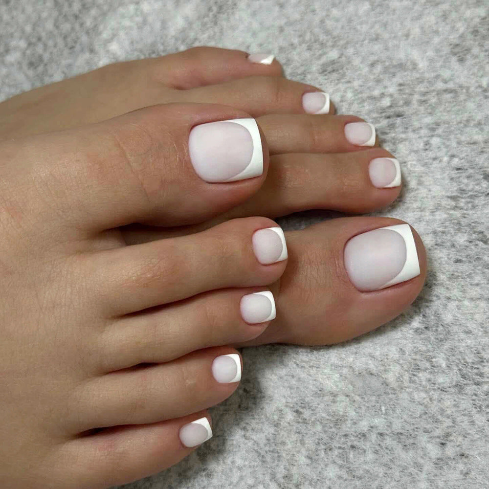 150Pcs Matte Milky White Sharp Square Toe French Nail Tip