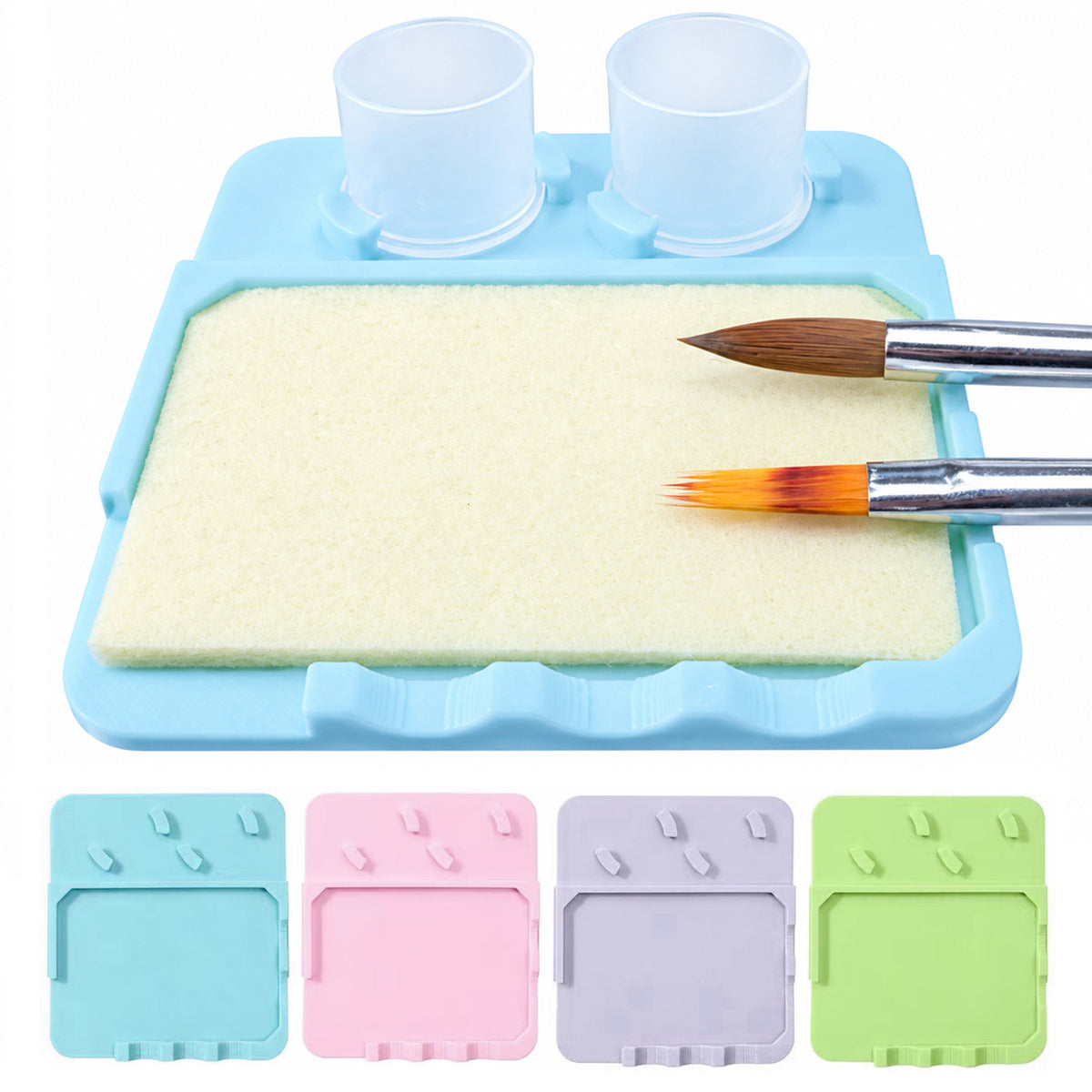 Non-Slip Nail Brush Cleaning Tray, Multi-Functional Nail Art Cleaning Tool, Holds Disposable Cups, Cotton Pads and Nail Art Brushes, Nail Brush Rest, Nail Technician Cleaning Dish, Space-Saving Nail Salon Accessory