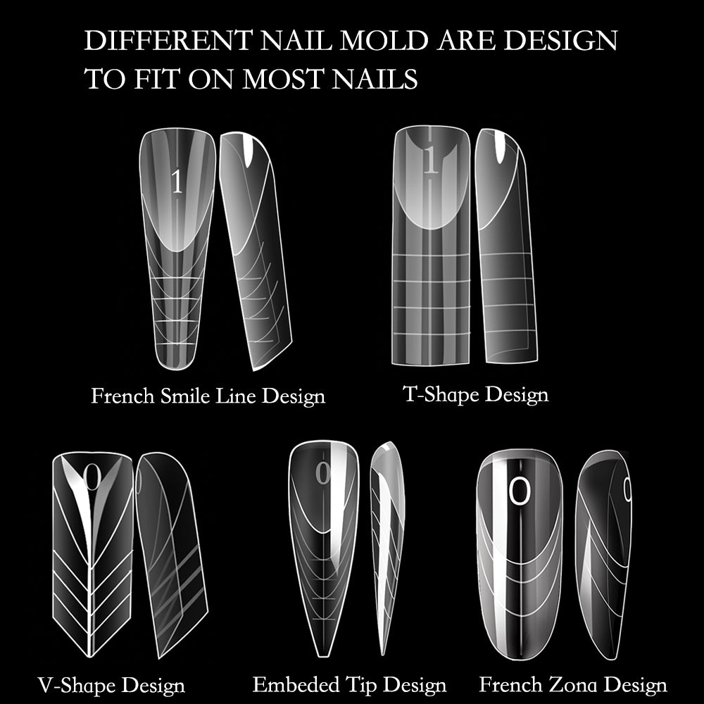 75pcs Clear French Nail Dual Forms 5 Different Styles