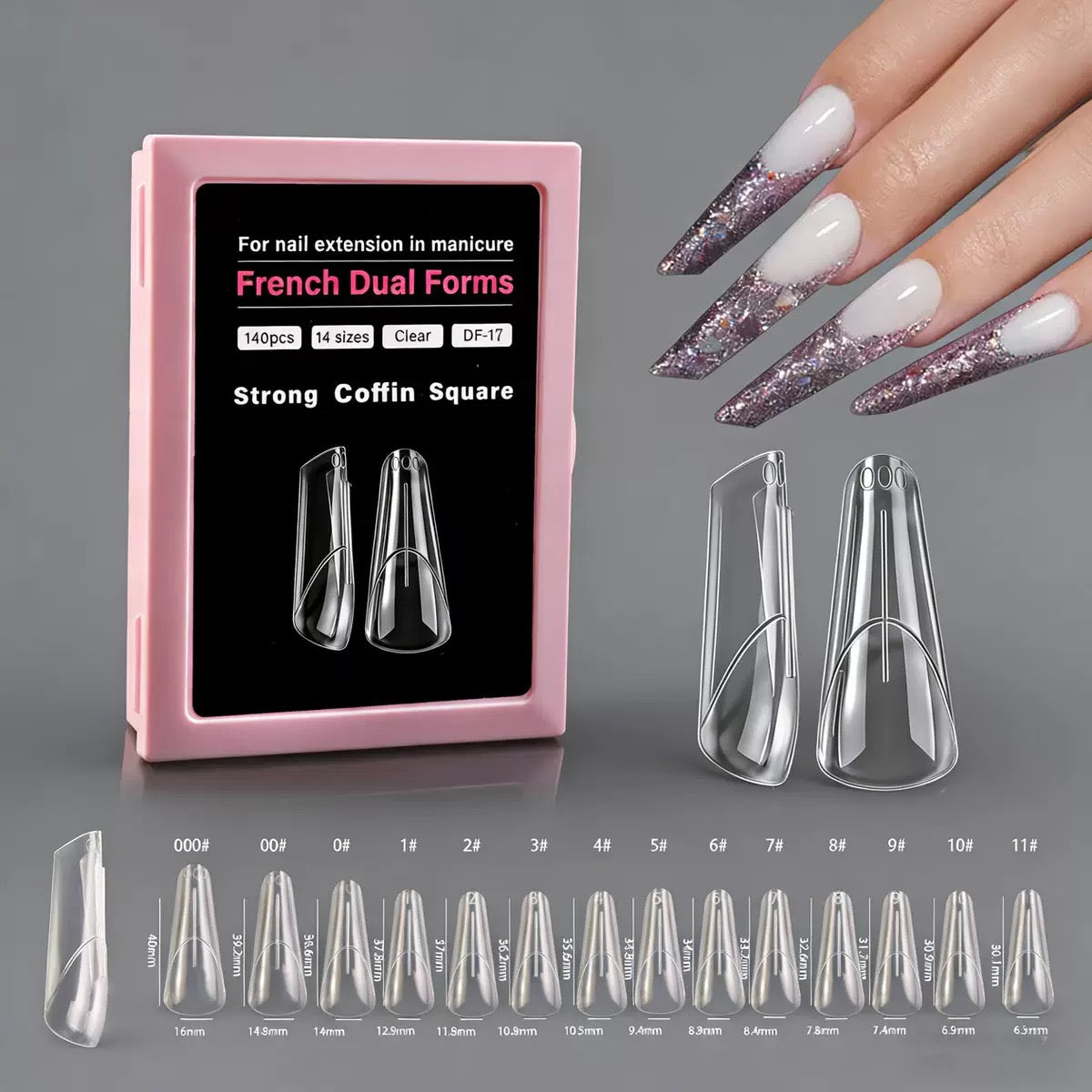 PINK BOX square/coffin clear French dual form