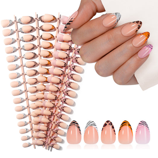160pcs Zebra Stripe Matte Press On Nails 5 Styles
