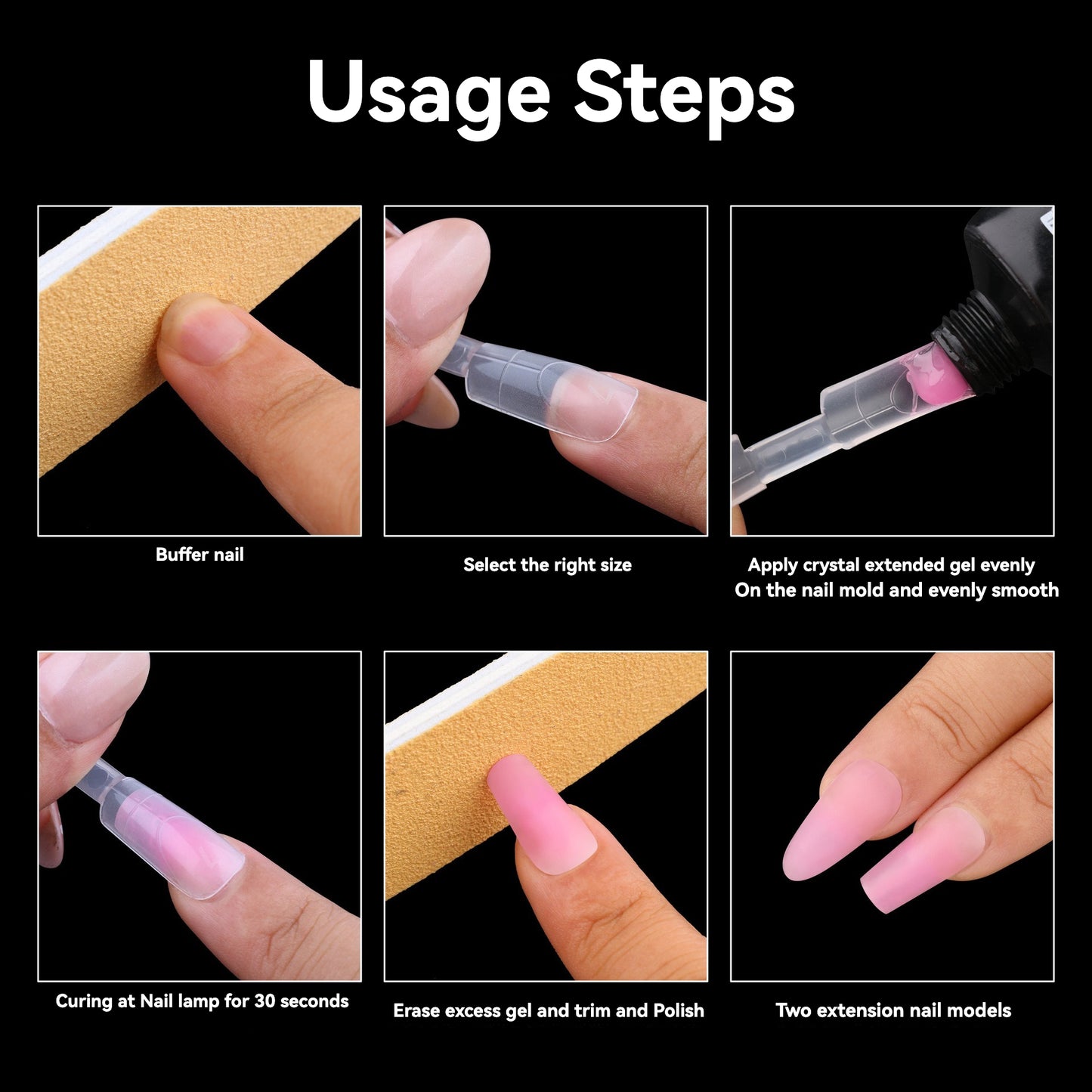 Double Ended Nail Dual Forms 140pcs Matte Reusable Square Coffin Extension Molds Gel Builder Tips Professional Salon Nail Art