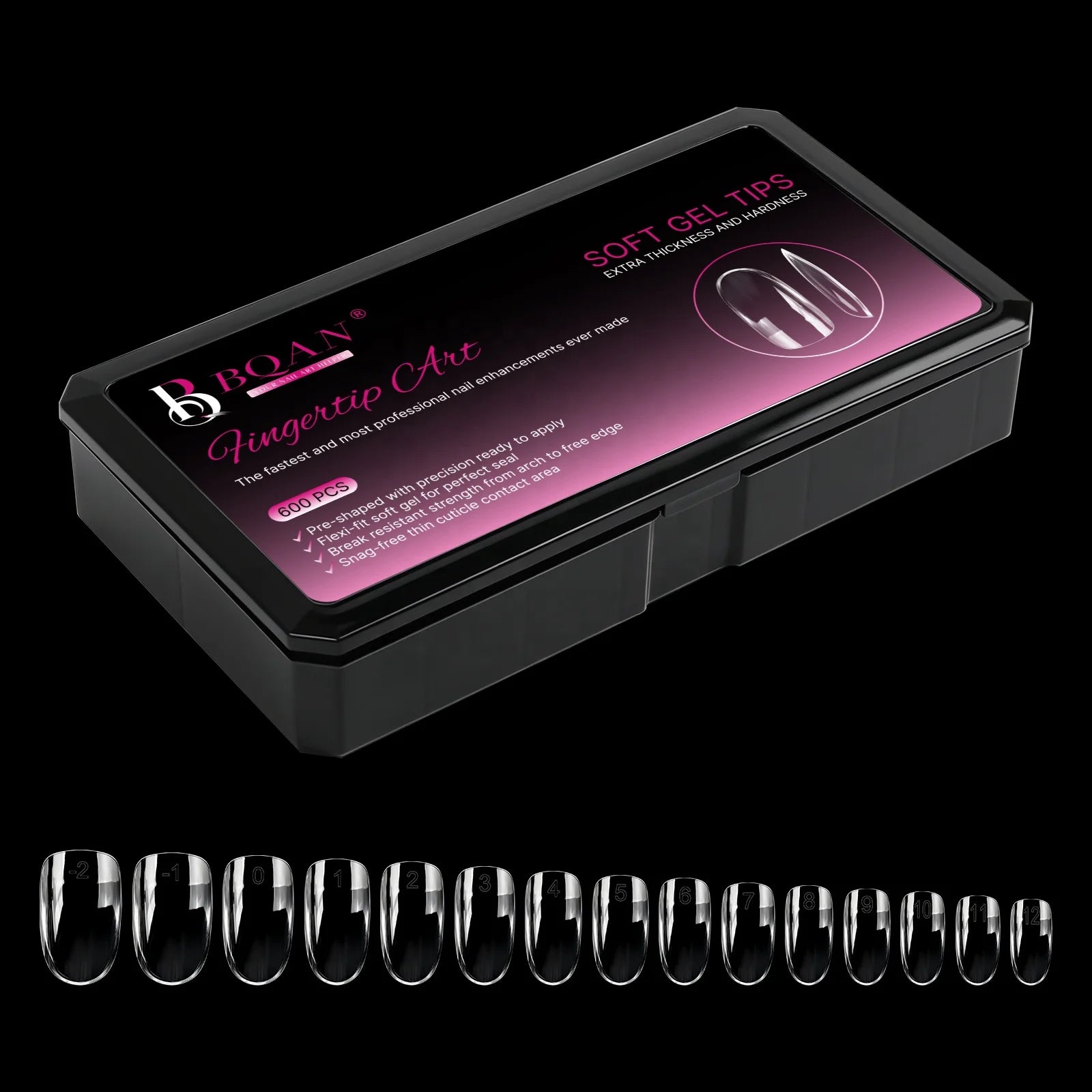 Clear press on nail tips 600pcs set with 15 sizes full cover soft gel style nail extension tips for DIY and salon manicures