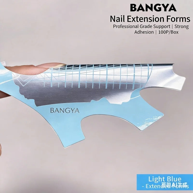 Flexible foil nail extension forms close-up for builder gel and acrylic use