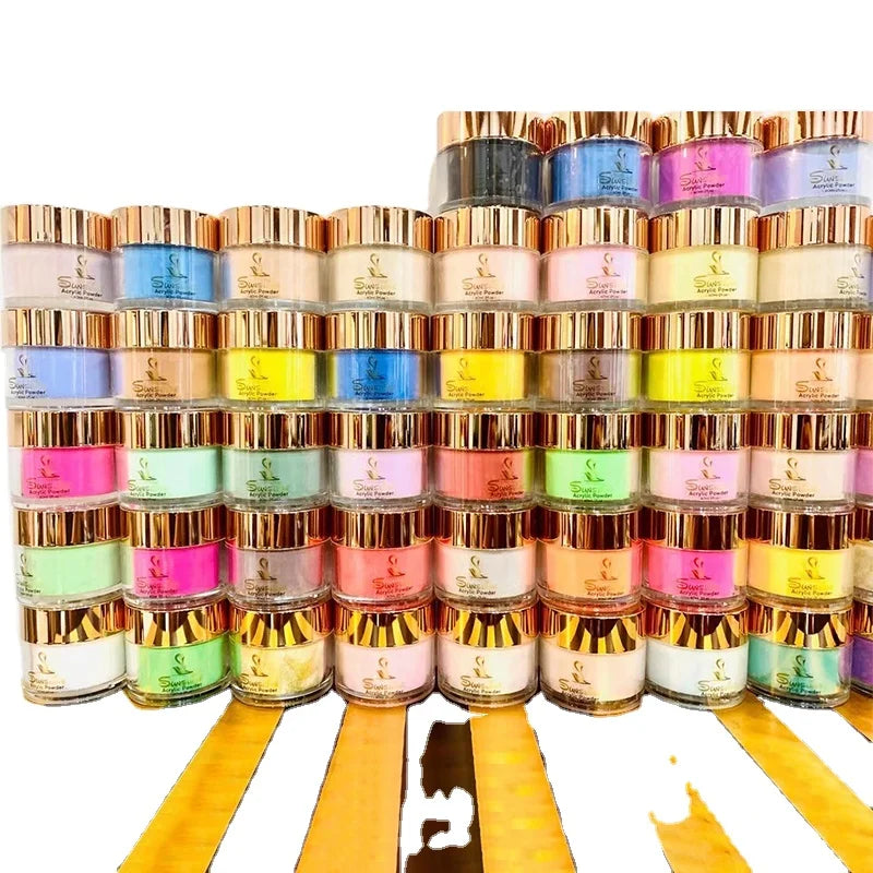 Acrylic dipping powder set product presentation and color assortment
