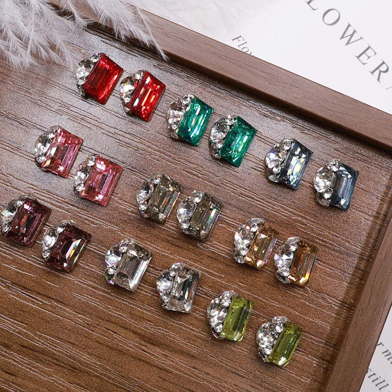 Crystal nail embellishments for bridal, gel, acrylic, and press-on nail designs
