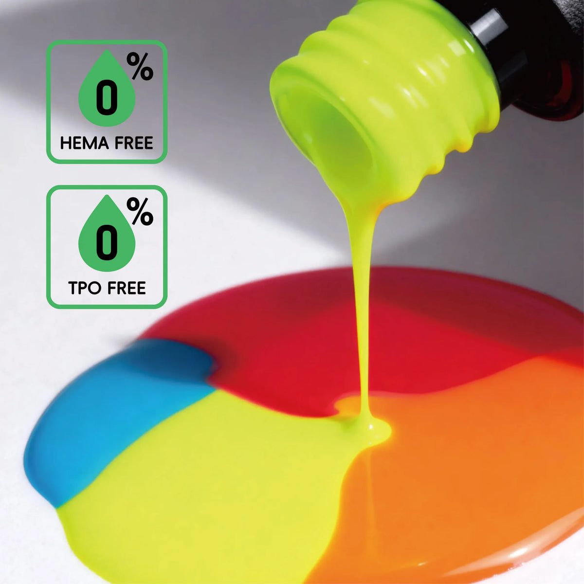 HEMA free gel polish bottle detail showing 15ml fluorescent nail gel packaging