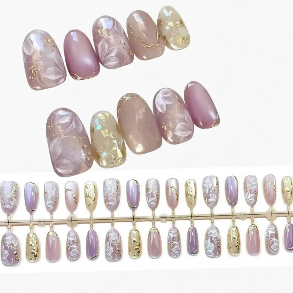 Romantic French-style press-on nails for bridal events, date nights, parties, and special occasions