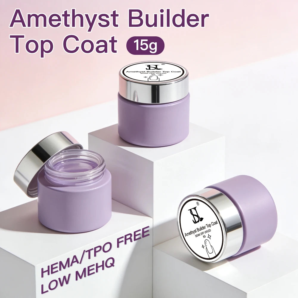 Amethyst builder top coat gel for overlays and UV LED gel manicures