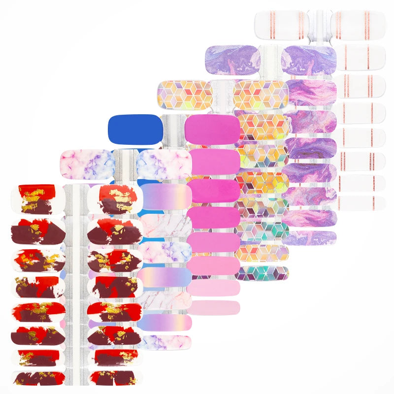 3D French tip gel nail stickers with gold heart design for DIY nail art