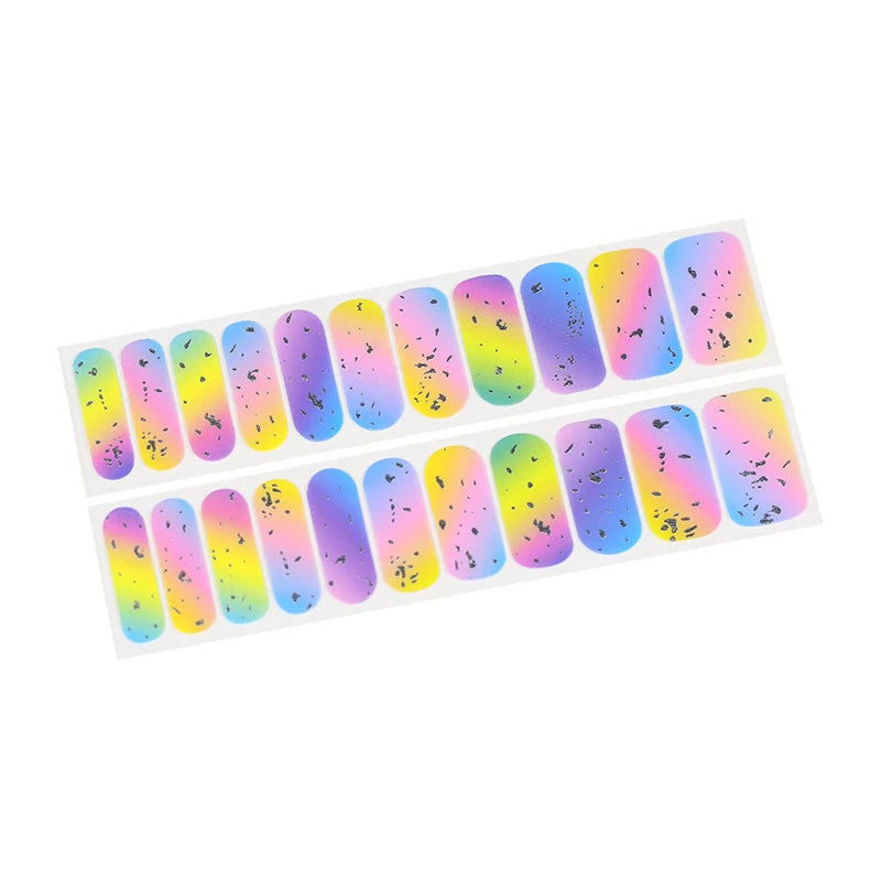 Colorful 2D and 3D semi-cured gel nail strips for a UV or LED-cured DIY manicure