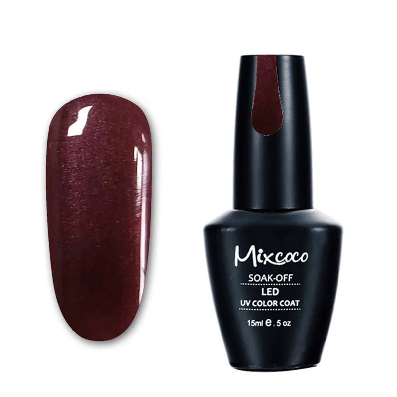 Salon style glossy UV gel nail polish close-up