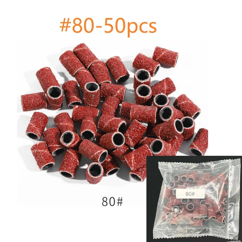 close-up of double-sided abrasive sanding bands for nail shaping and manicure prep