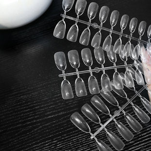 Clear no-file gel nail tips for full-cover nail extensions