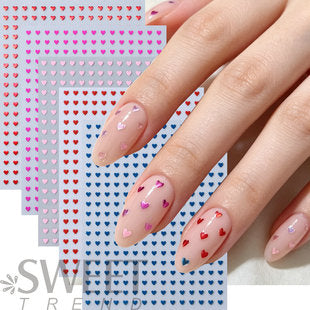 Heart and star nail stickers sheet for DIY manicure with self-adhesive nail decals