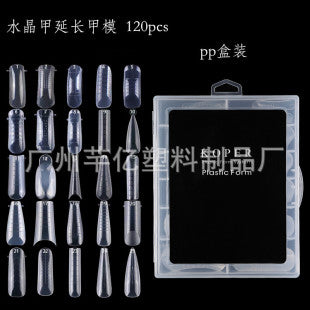 Clear press on nail tips with guide lines, 120pcs boxed clear nail extension tips in 26 sizes for DIY gel nails