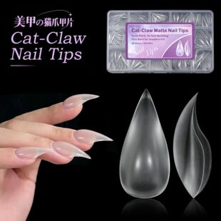 Pre-shaped nail tips with thick matte full-cover construction