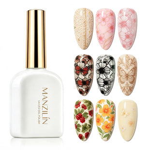 Product view of nail foil transfer adhesive gel for decorative manicure designs