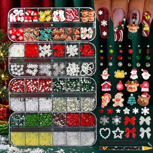 Holiday nail art embellishment set for DIY nails press-on nails and salon winter manicure designs