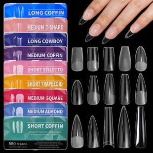 Close-up of long almond press on nails in matte white finish for natural salon-inspired manicures
