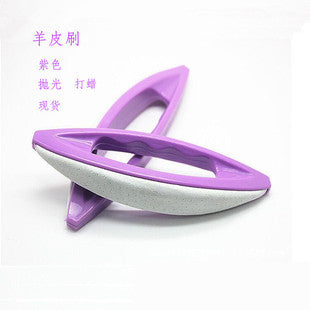 Manual sheepskin nail polishing tool for manicure finishing and salon nail care use