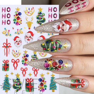 Christmas nail stickers with cute holiday nail art designs