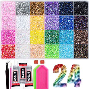 Jelly color rhinestones kit with 24-grid flatback resin gems for DIY nail art