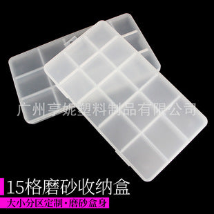 Plastic nail tip storage box with 15 divided sections