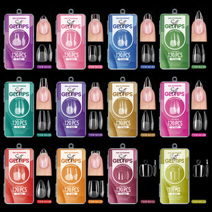 120PCS clear ultra-thin no-file full-cover nail tips in assorted sizes